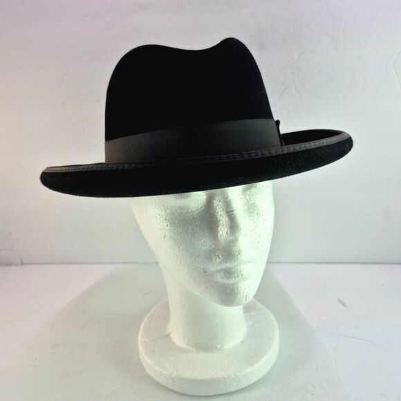 Bailey of Hollywood Genuine Fur Felt Homburg Hat Black 7 1/4 Godfather Style